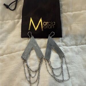 Silver Geometric Chain Earrings